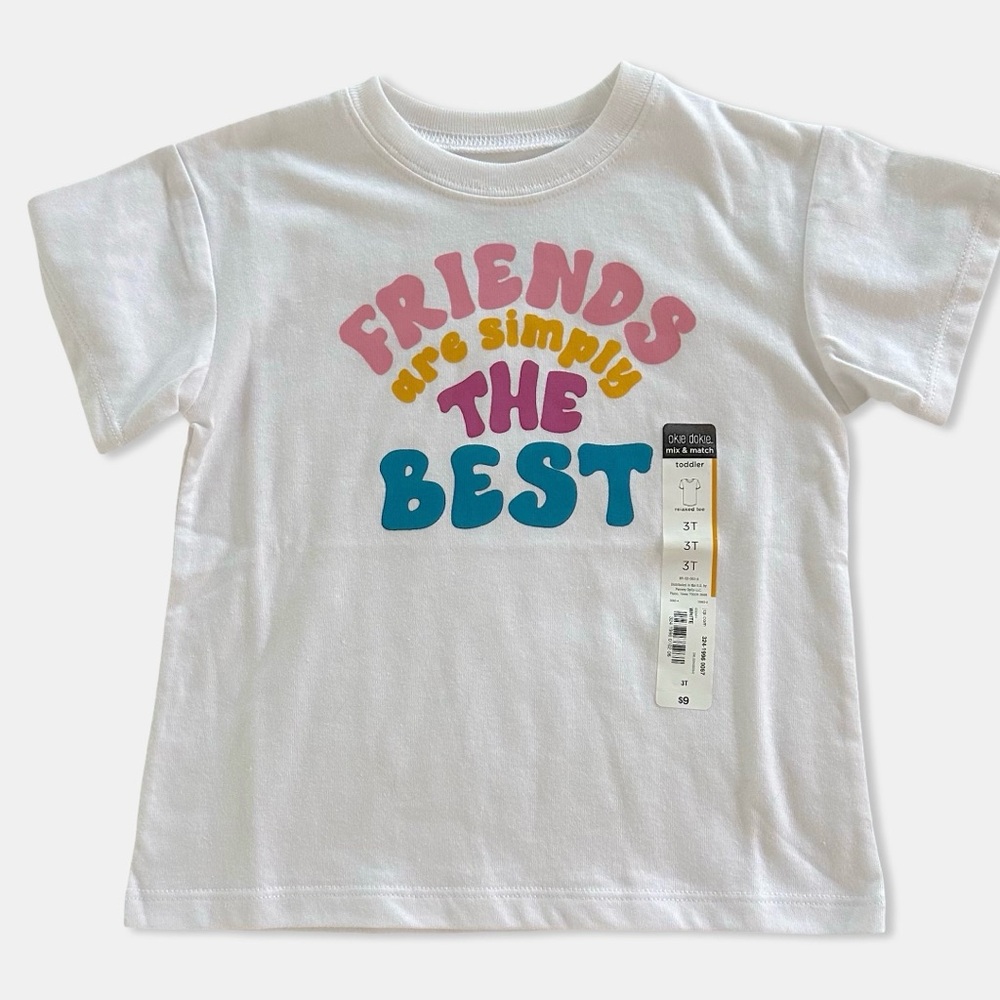NWT Okie Dokie Pink and White Short Sleeve Tee with Graphic Design